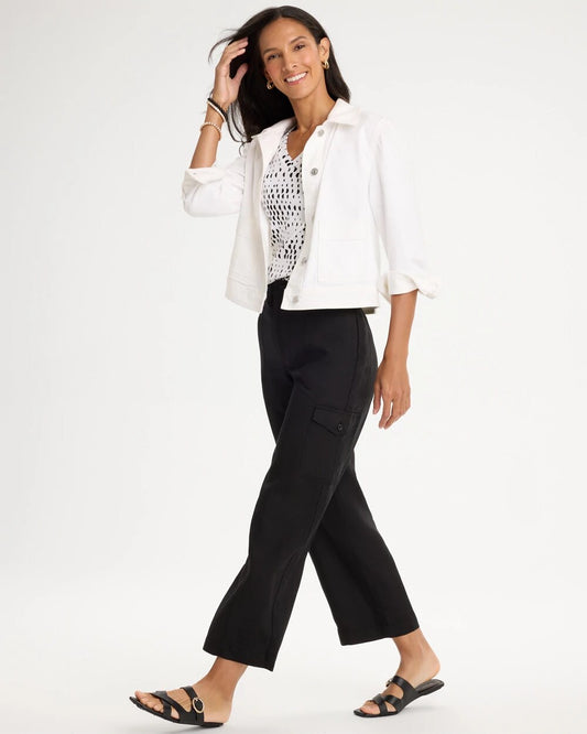 Linen-Blend Utility Wide Crop Pants