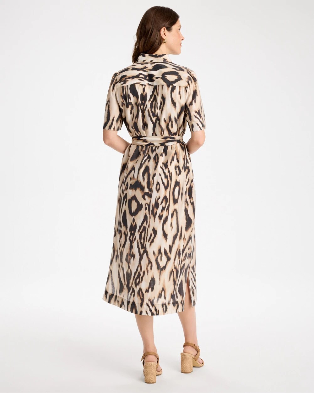 Ikat Printed Midi Length Shirtdress