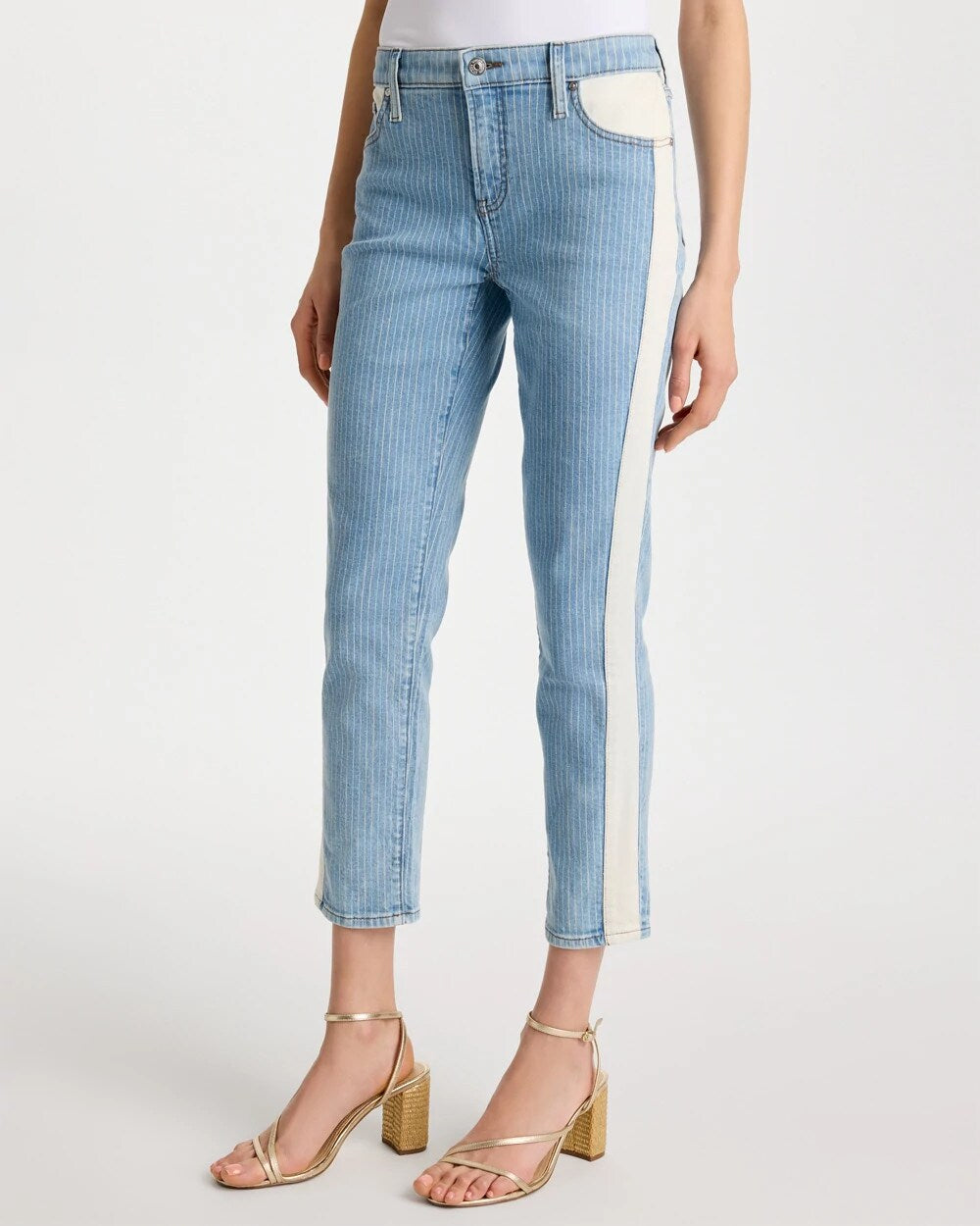 Girlfriend Ticking Stripe Crop Jeans