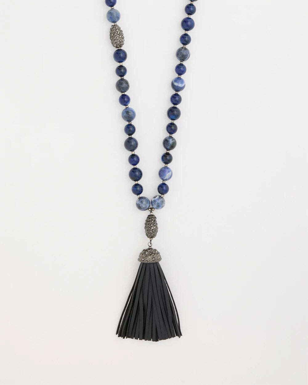 Genuine Stone Beaded Tassel Necklace