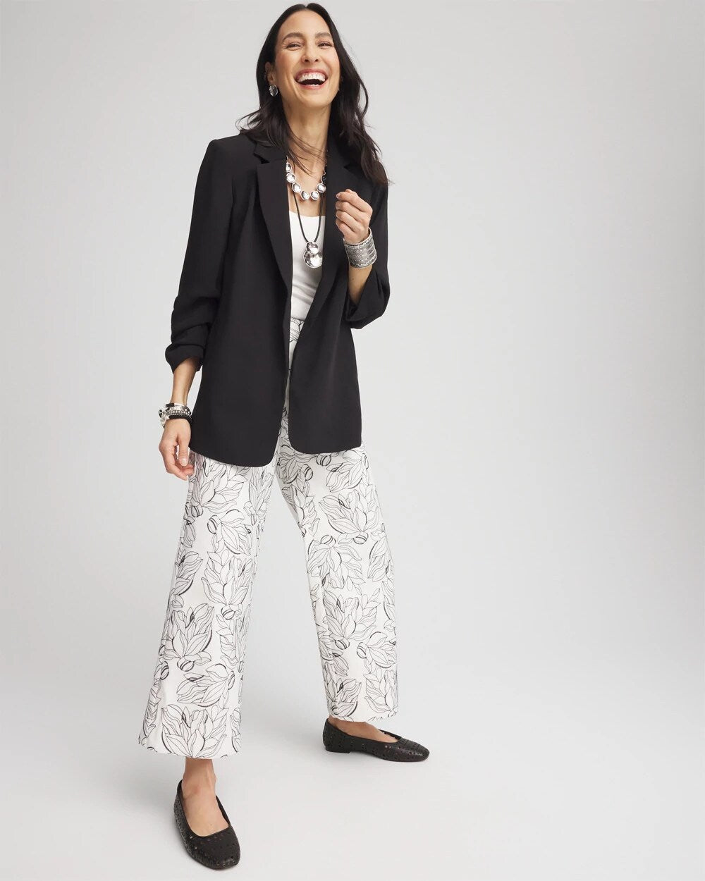 Brigitte Floral Embroidered Wide-Leg Cropped Pants