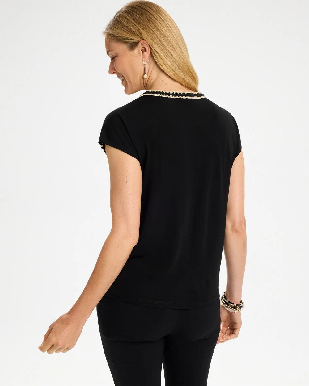Knit Short Sleeve Trimmed Tee