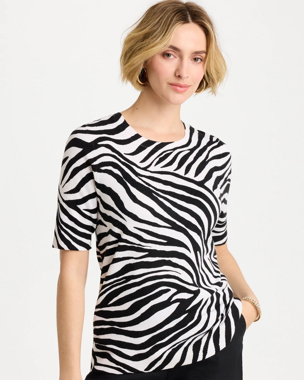 Ella Zebra Crewneck Pullover Sweater
