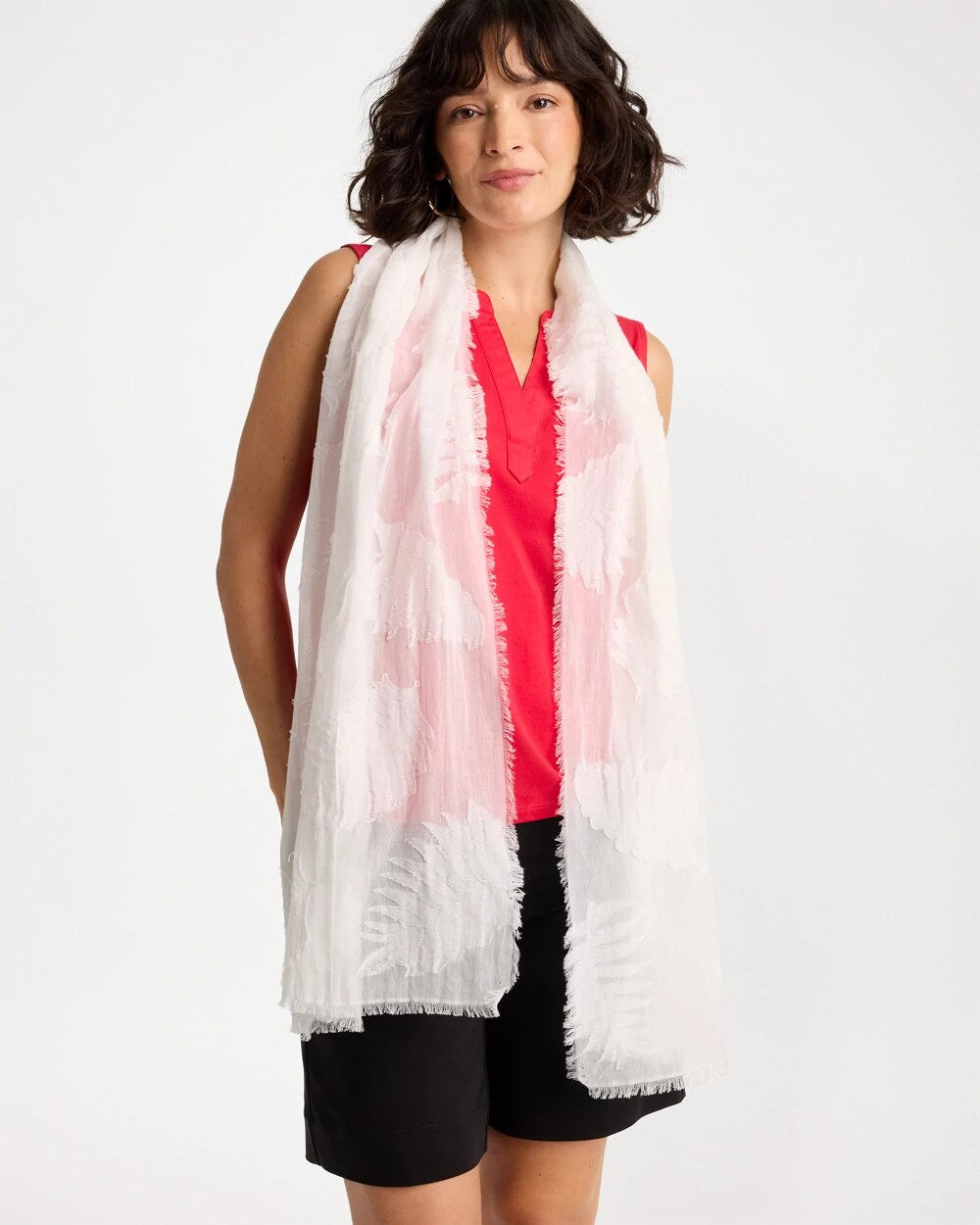Textured Palms Oblong Scarf