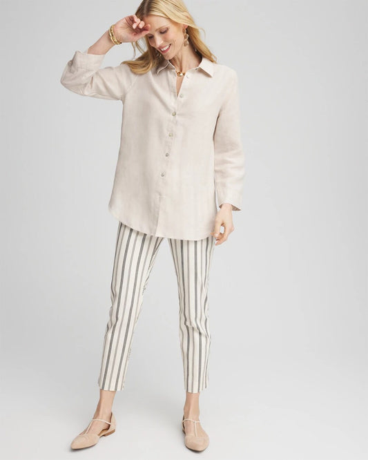 Brigitte Slub Striped Cropped Pants