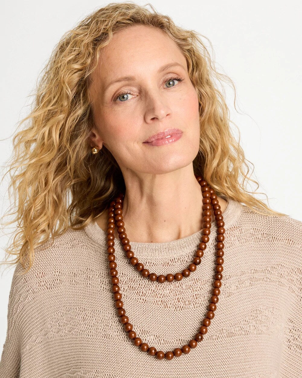 Long Beaded Single-Strand Necklace