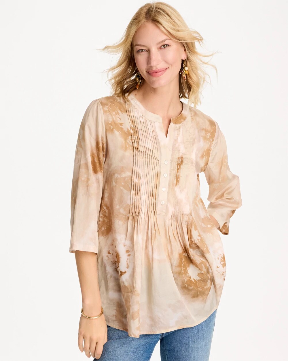 Cotton-Blend Pintuck Tunic