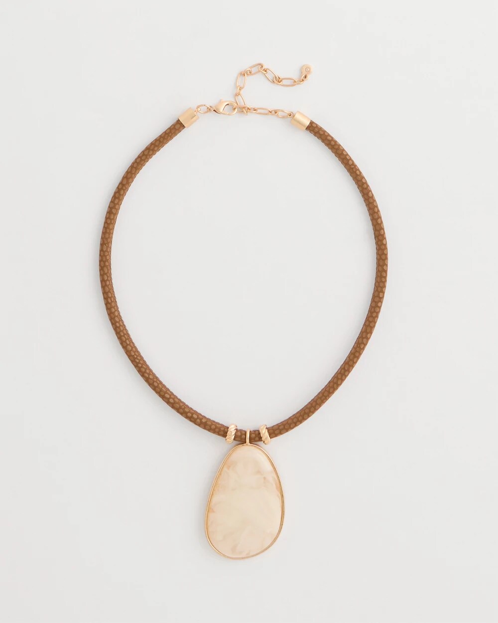 White Resin Pendant Cord Necklace