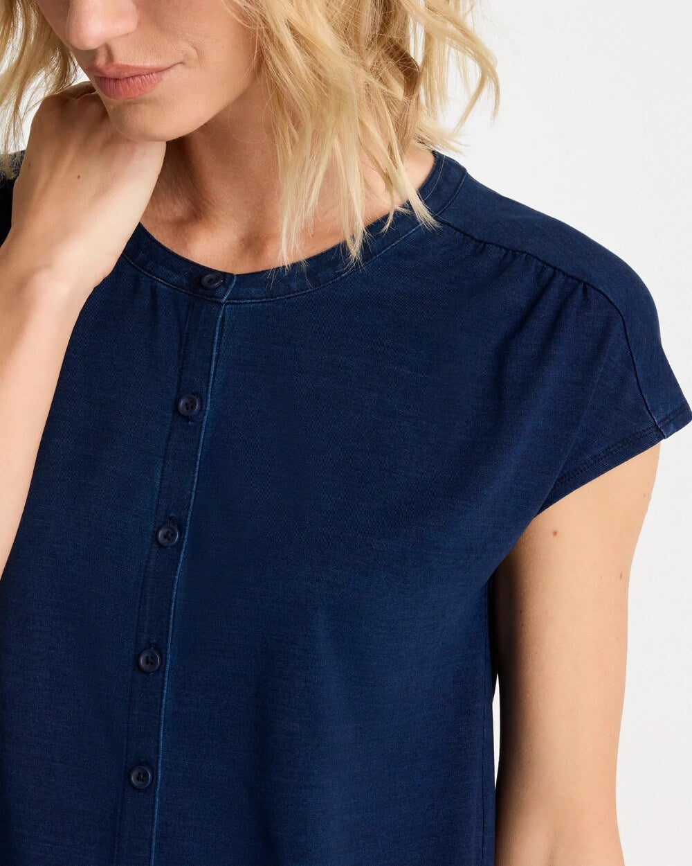 Refined Denim Button Tee