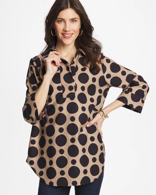 No Iron Stretch Global Dots Popover Tunic