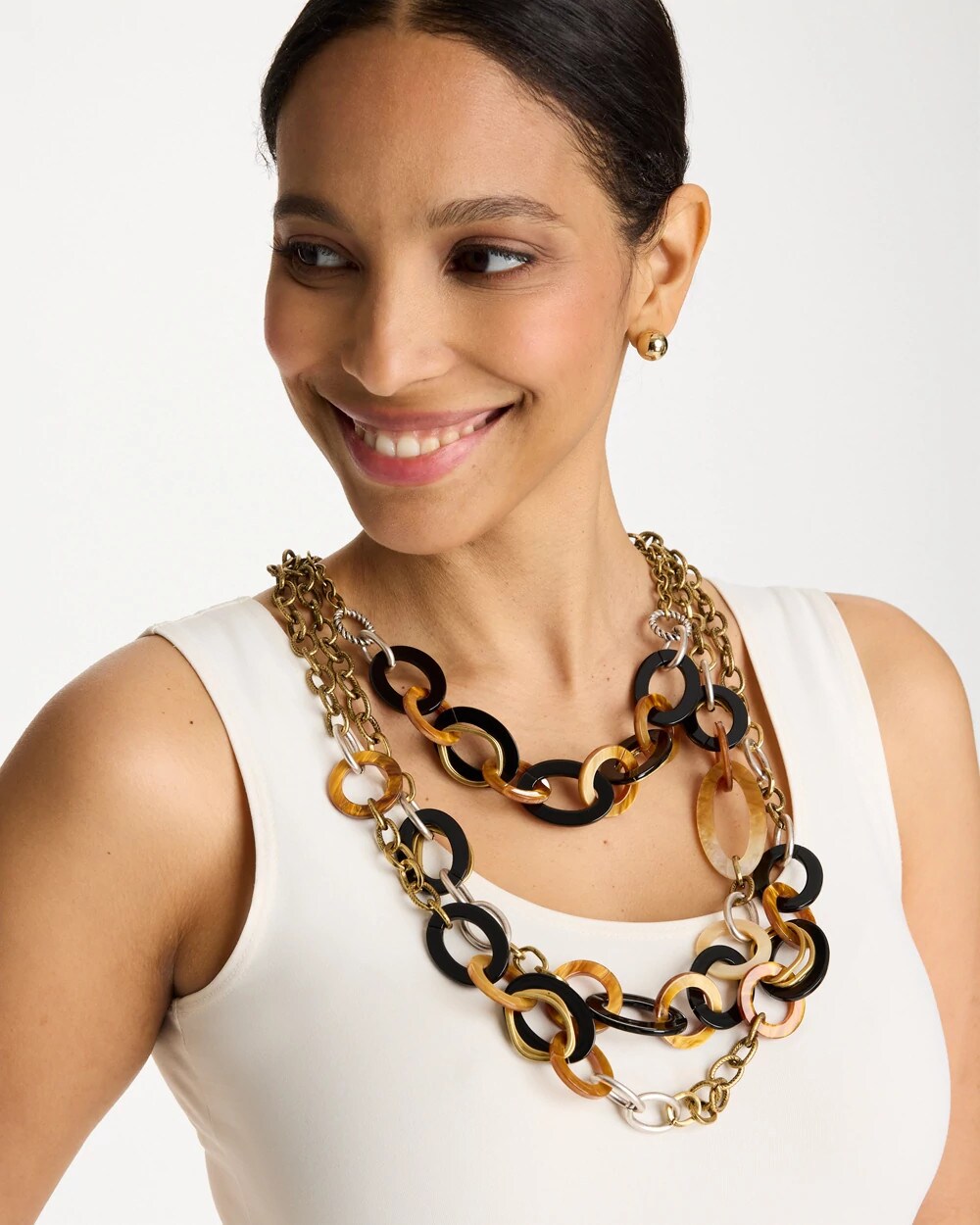Triple Strand Convertible Resin Necklace