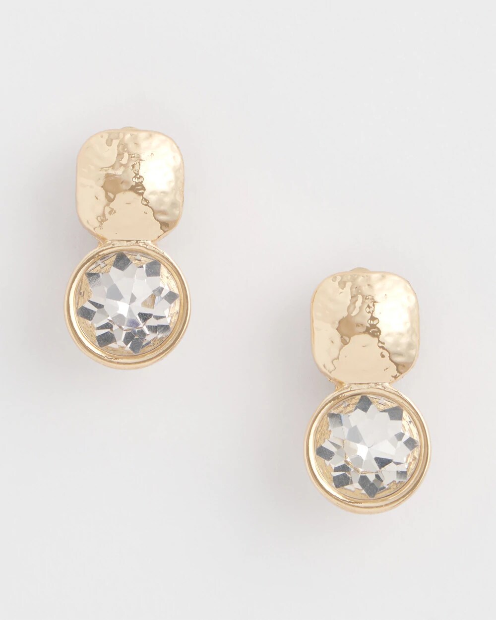 No Droop Gold Tone Crystal Clip-On Earrings