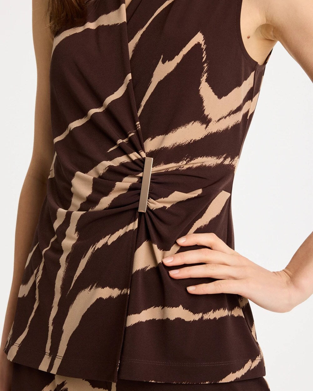 Travelers Zebra Knit Wrap Top