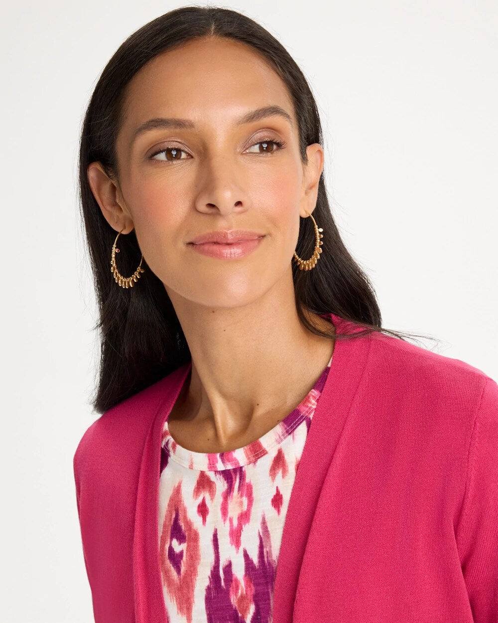 Red Charm Hoop Earrings