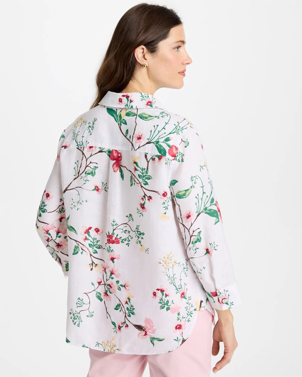 No Iron Kyoto Bloom Linen Shirt