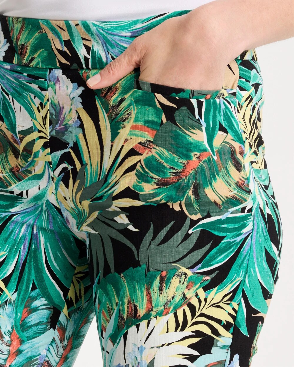 Printed Brigitte Slim Pull-On Ankle Pants