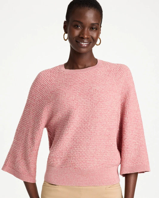 Cotton-Blend 3/4 Sleeve Pullover