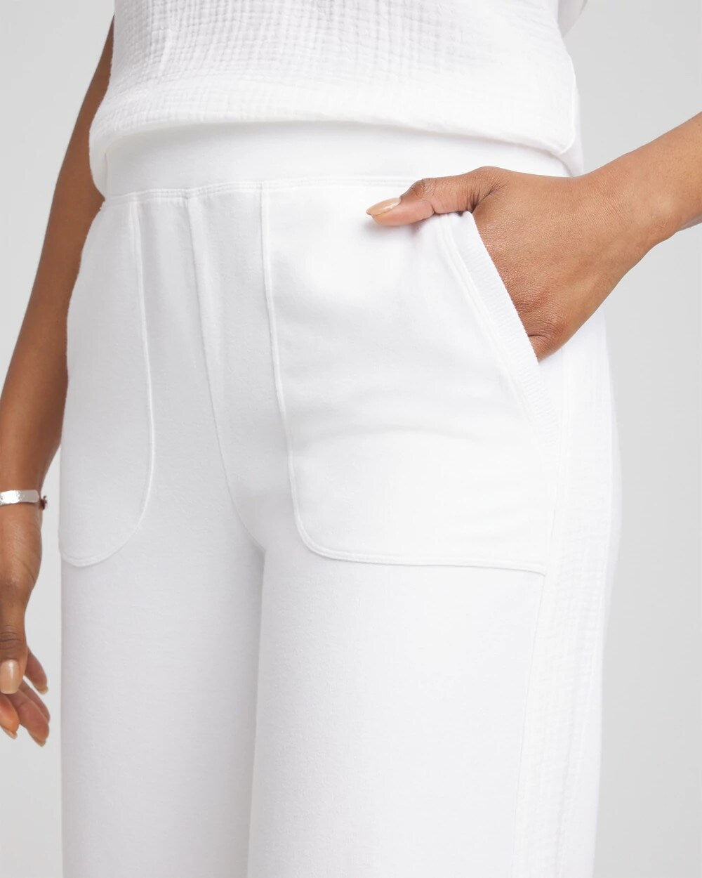 Zenergy French Terry Gauze-Inset Cropped Pants