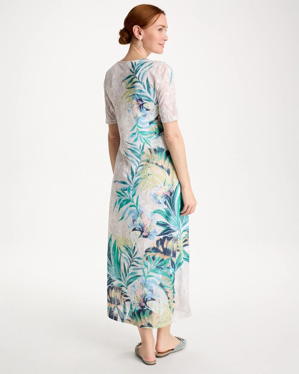 Jersey Knit Tropical Maxi Dress
