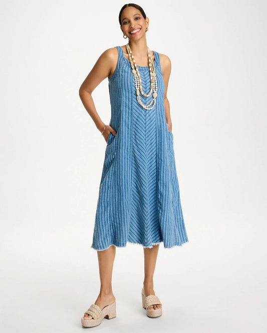 Striped Gauze Denim Dress