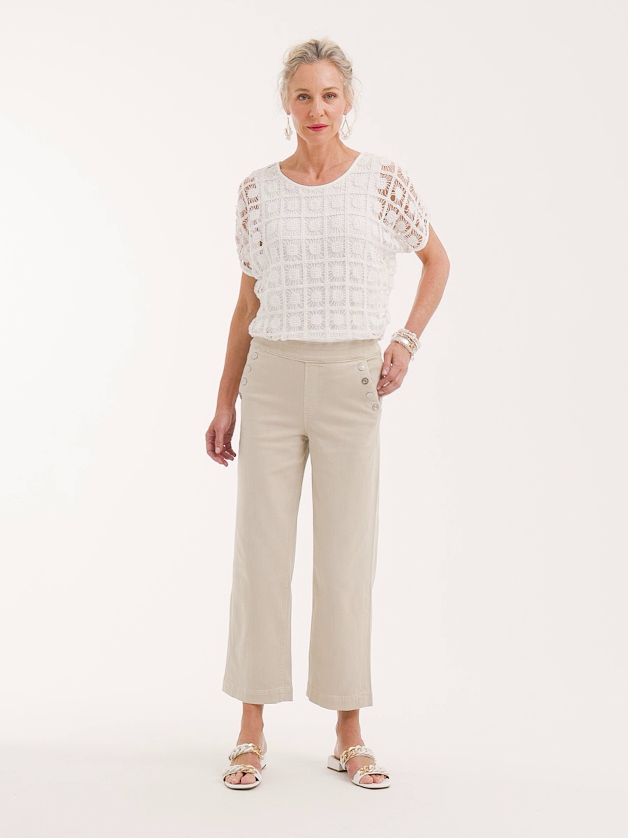 Pull-On Wide Leg Ankle Jeans