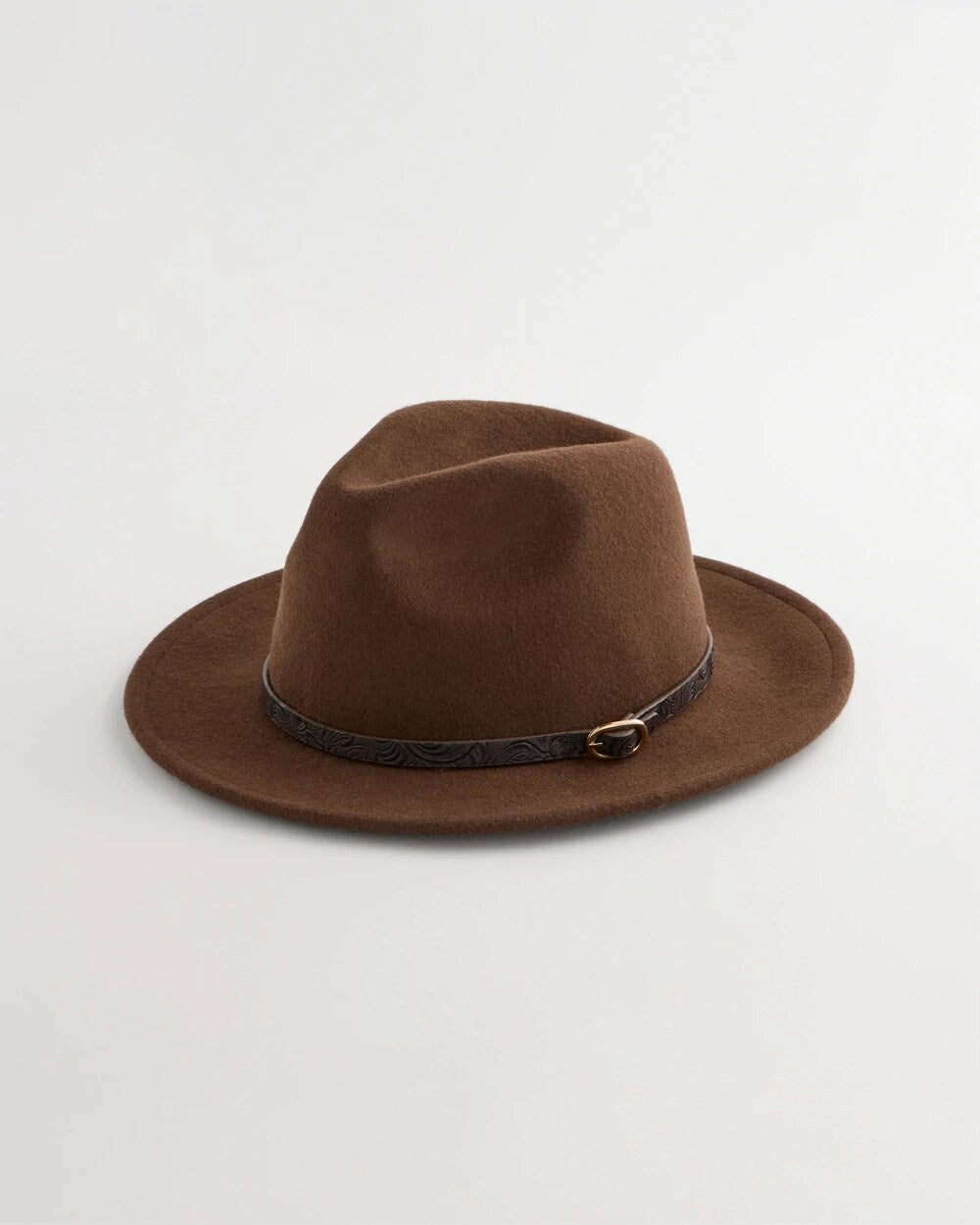 Paisley-Print-Trim Wool Felt Fedora Hat