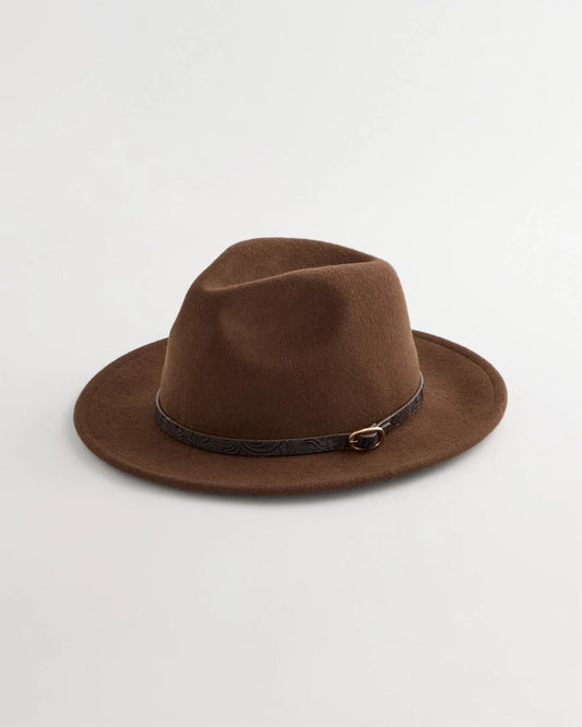Paisley-Print-Trim Wool Felt Fedora Hat