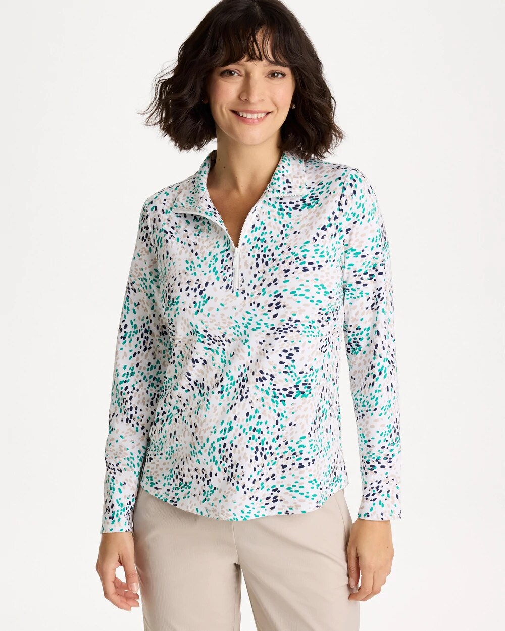 Zenergy UPF Dots Pullover Half Zip Top