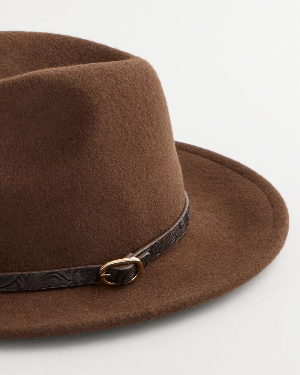 Paisley-Print-Trim Wool Felt Fedora Hat