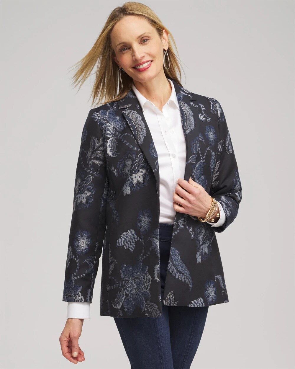 Floral Jacquard Blazer