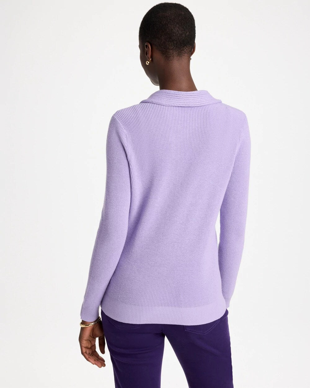 Long-Sleeve Pullover Polo Sweater