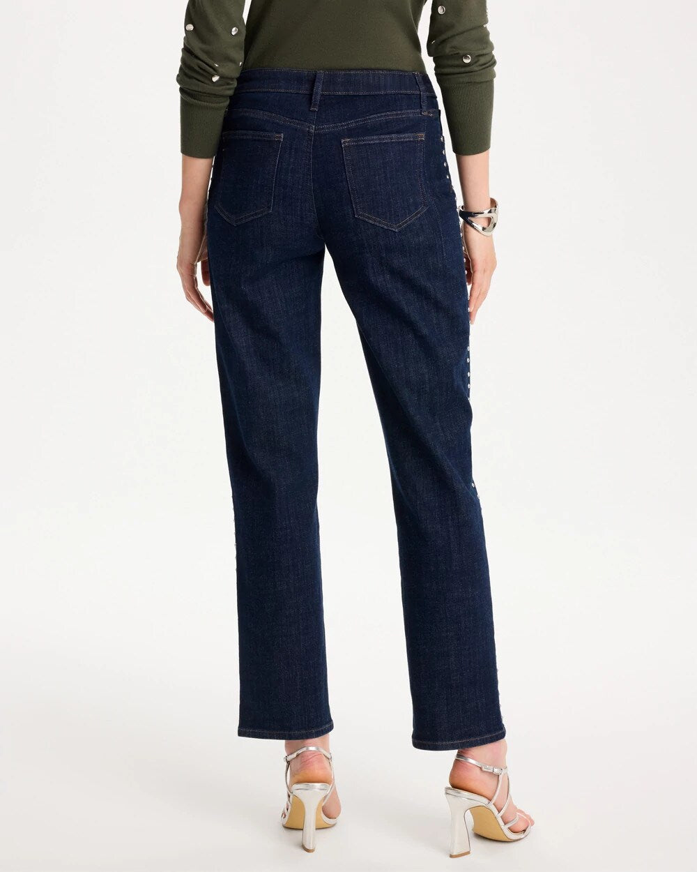 Studded Girlfriend Straight Ankle Jeans