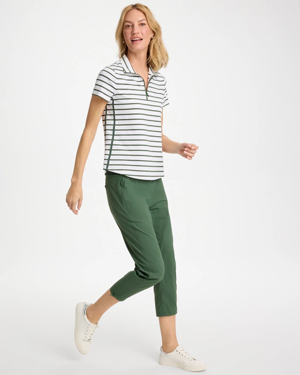 Zenergy UPF Striped Half Zip Polo
