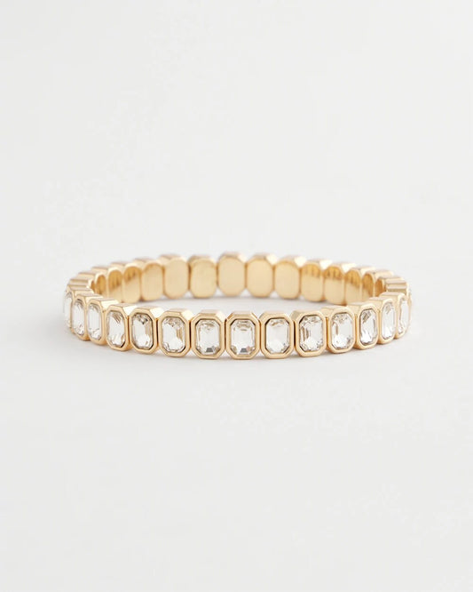 Gold Bezel Set Stretch Tennis Bracelet