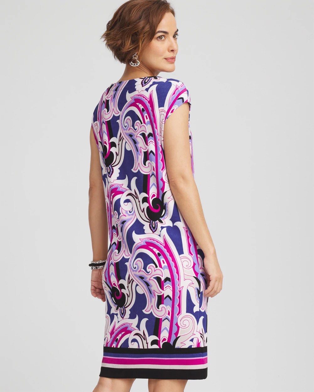 Travelers Paisley Cap-Sleeved Dress