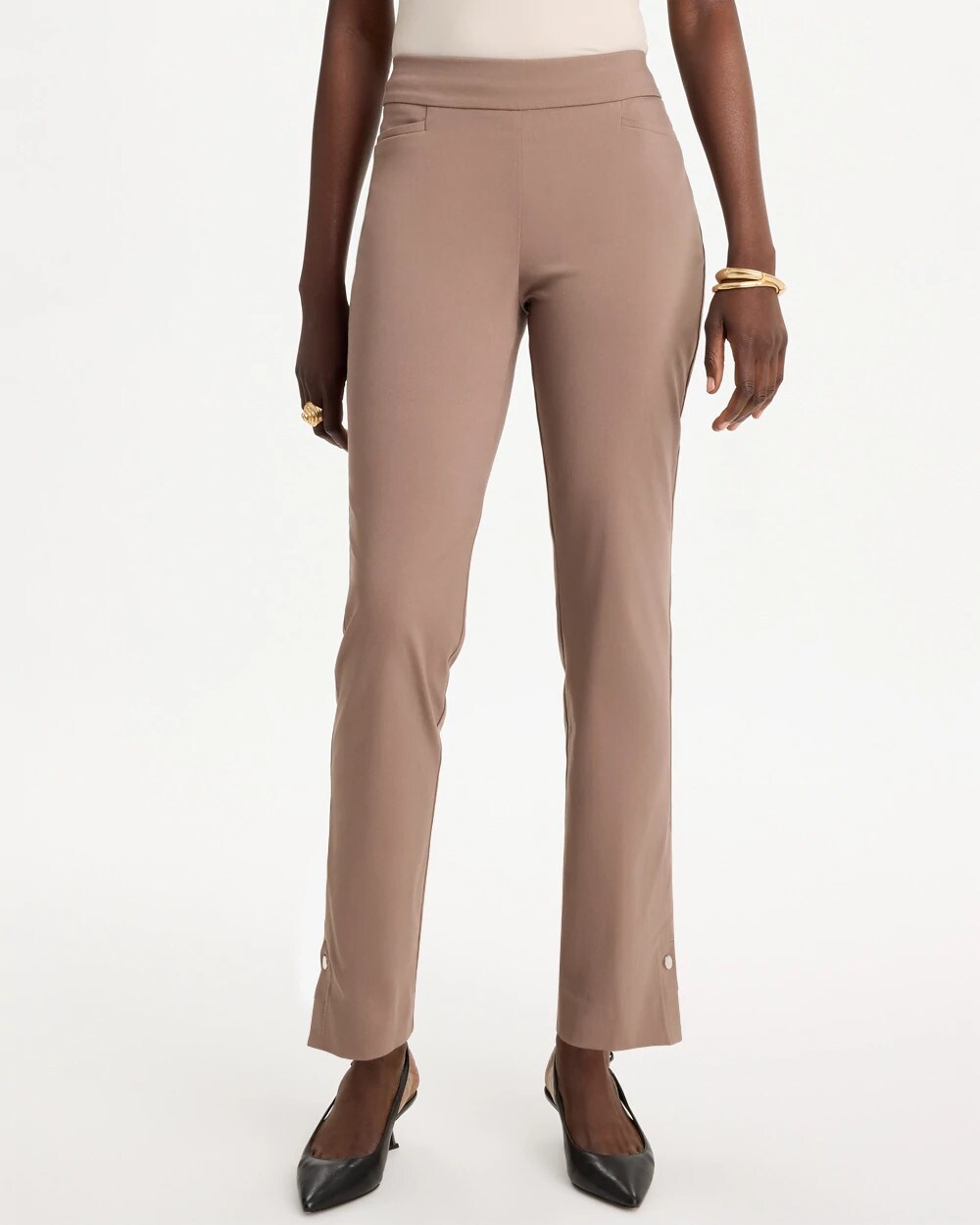 Brigitte Slim Button Hem Pants