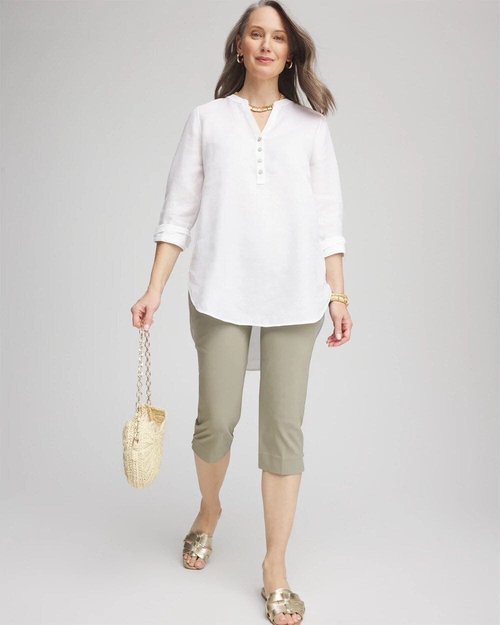 Brigitte Slim Rivet Pull-On Capri Pant