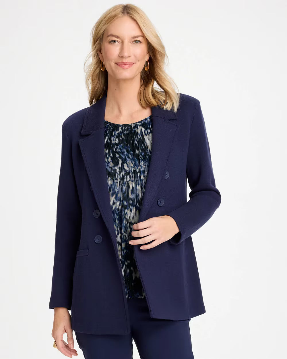 Double-Breasted Sweater Blazer