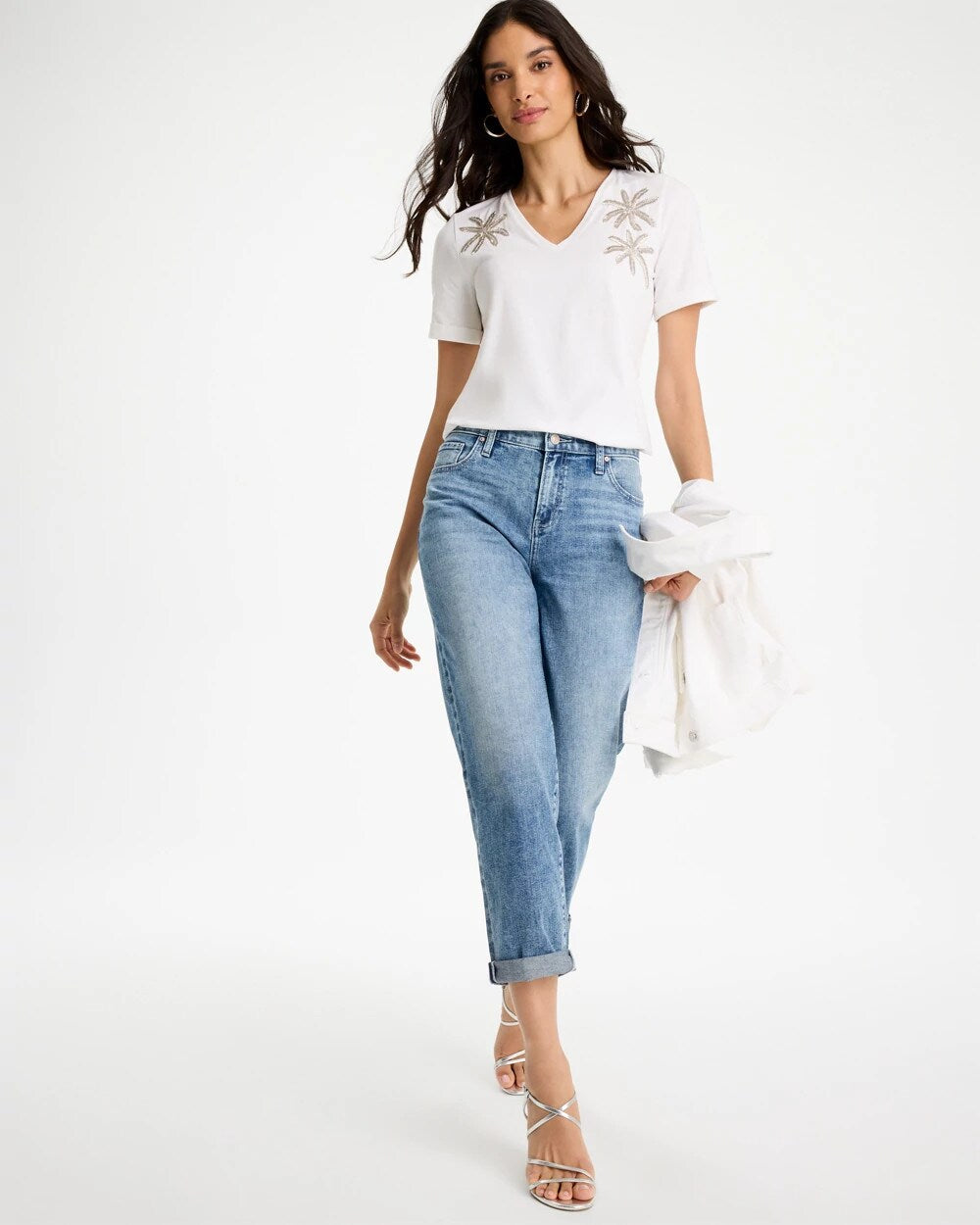 Cotton Stretch Palm Sequin Tee