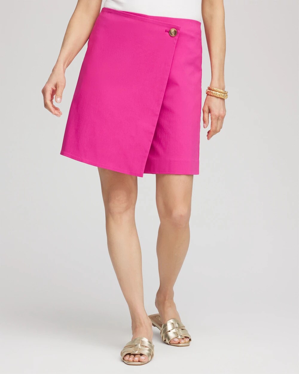 Brigitte Pull-On Asymmetrical Wrap Skort