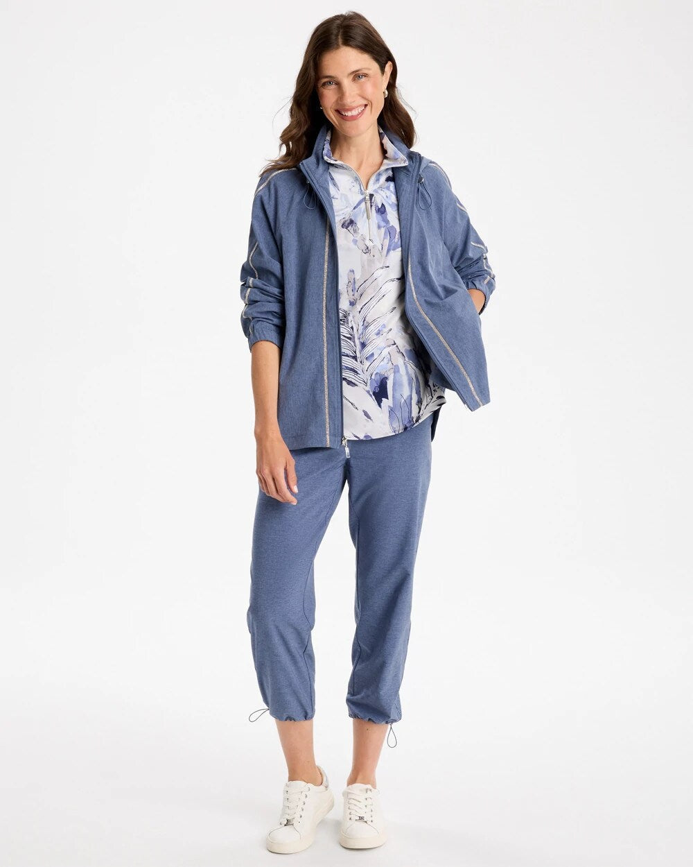 Zenergy UPF Zip-Front Caviar Trim Jacket