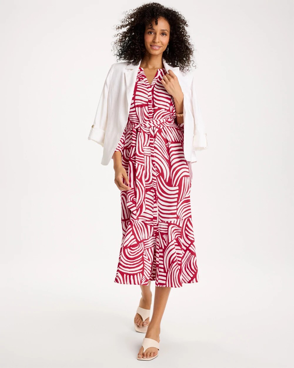 Printed Midi Shirt Dress