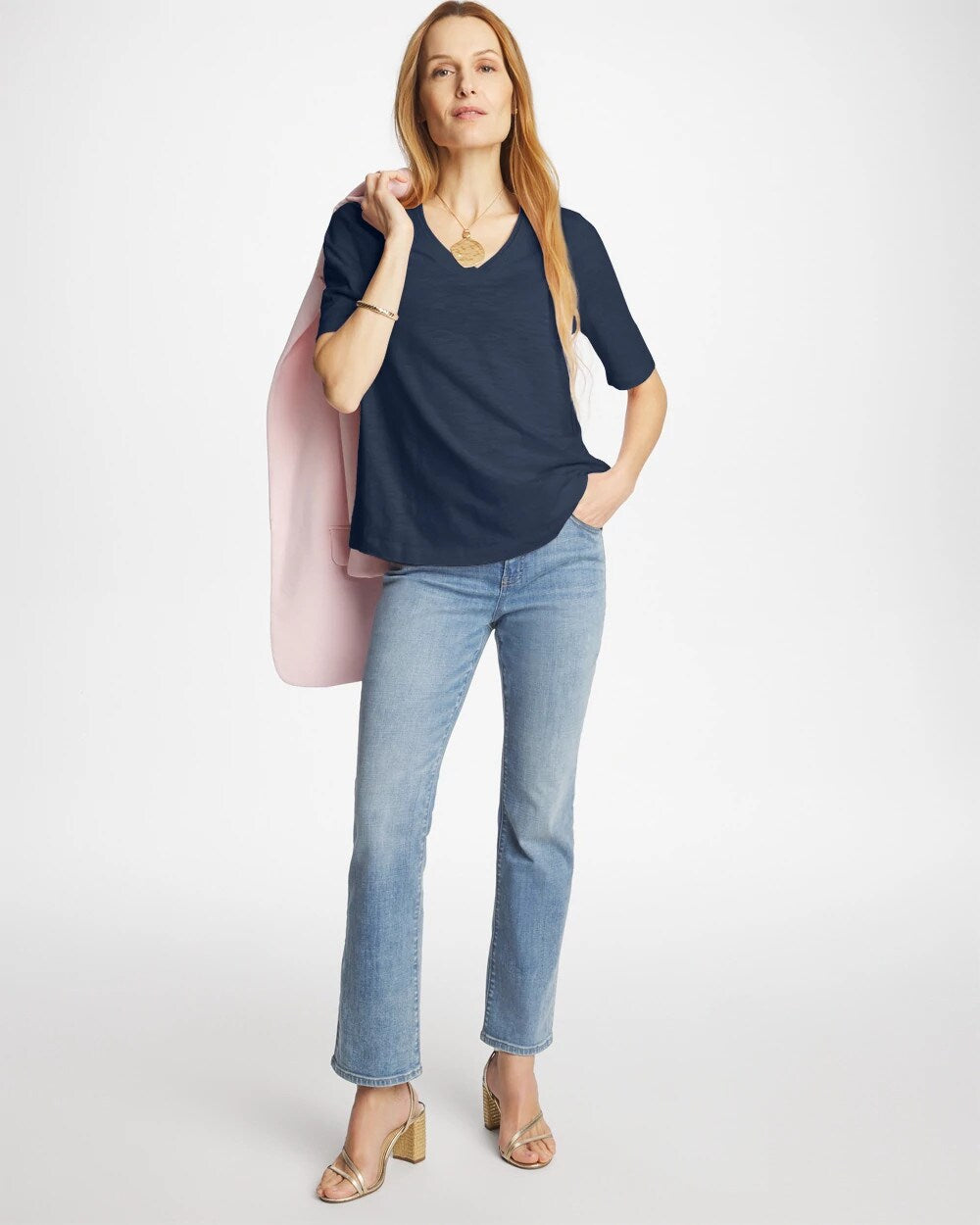 Cotton Slub V-Neck Tee