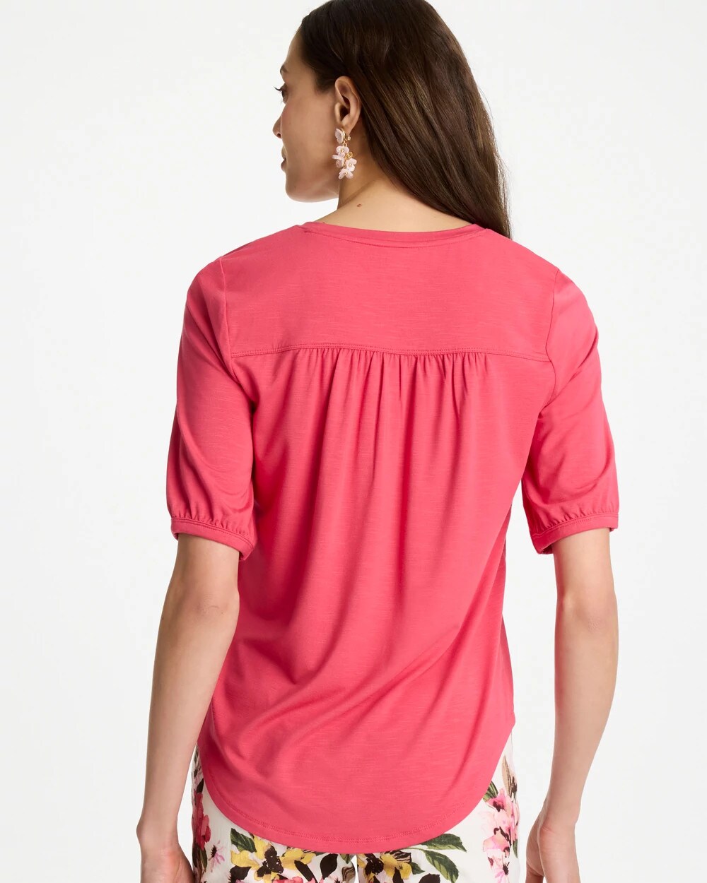 Shirred Elbow Sleeve Tee