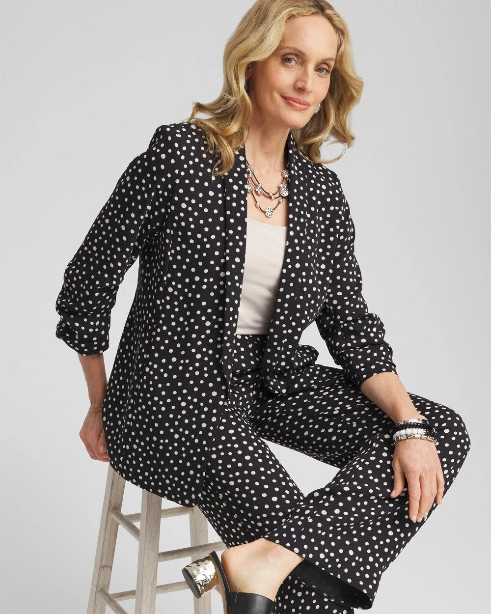 Ruched Sleeve Blazer