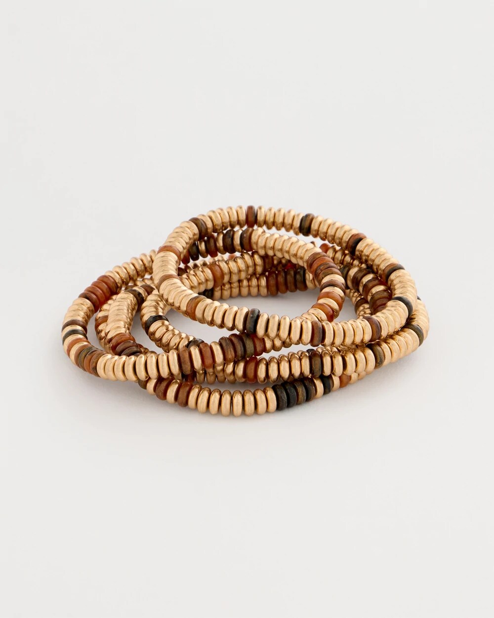 Stretch Set of Five Neutral Beaded Bracelets