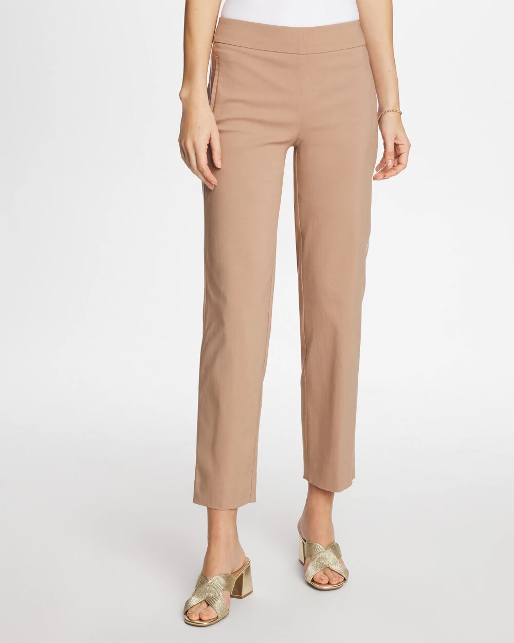 Brigitte Piped Straight Cropped Pants