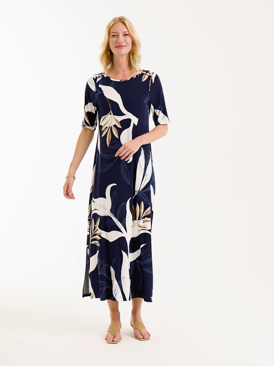 Printed Jersey Knit Column Dress