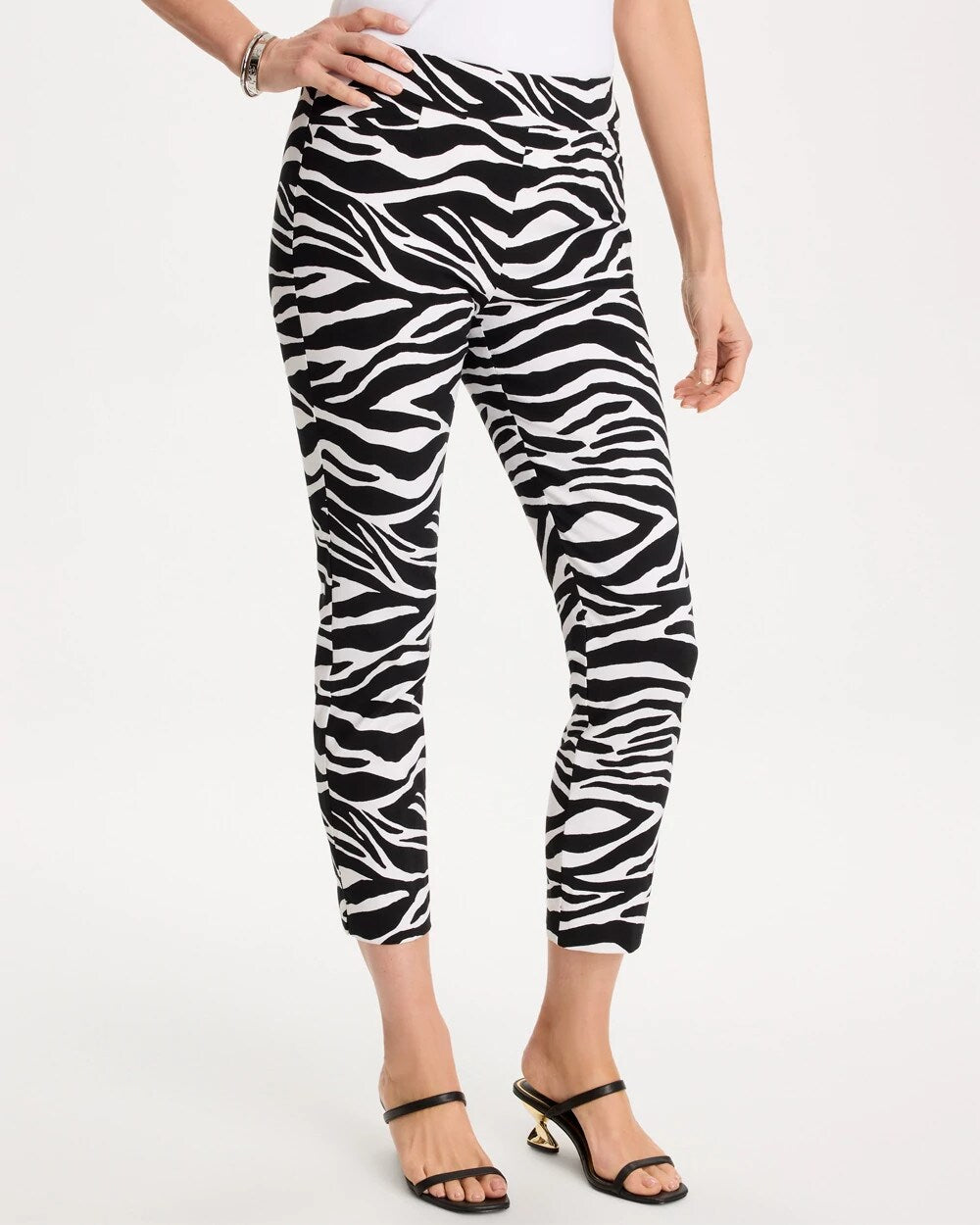 Zebra Brigitte Slim Pull-On Crop Pant