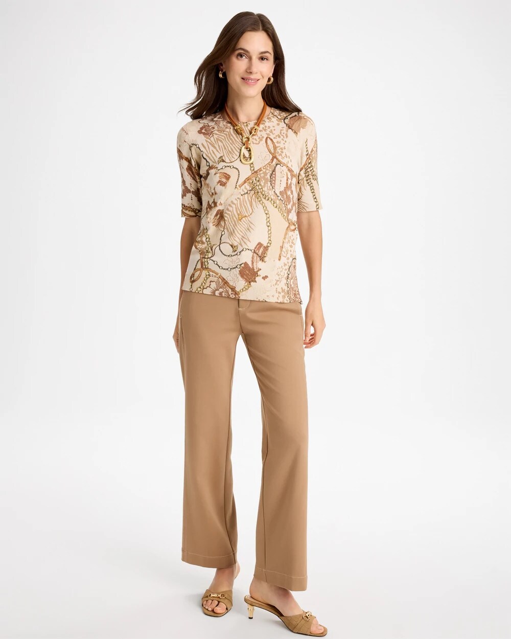 Ella Printed Short-Sleeve Sweater